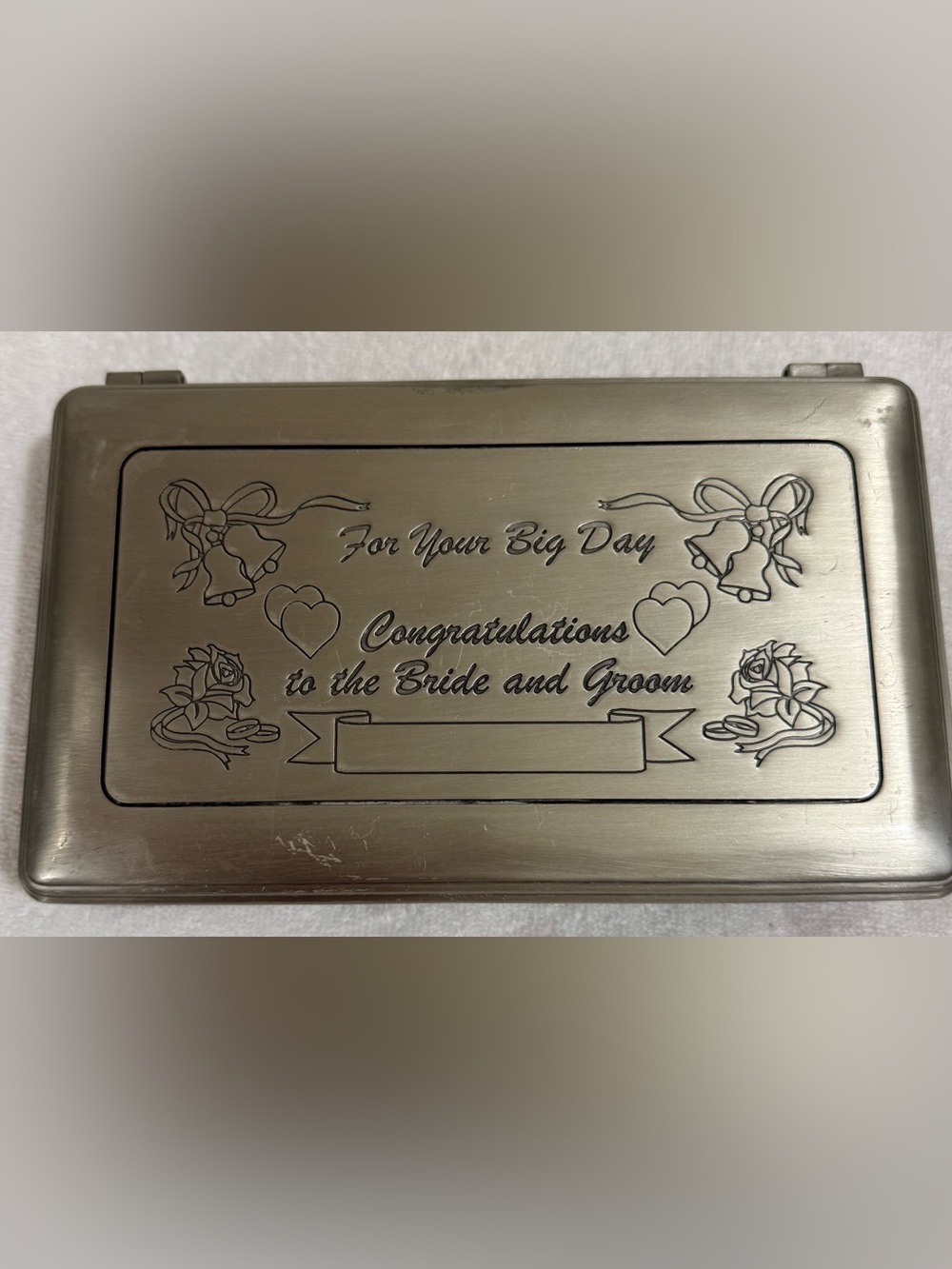 Wedding Keepsake Metal Box - Silver Tone